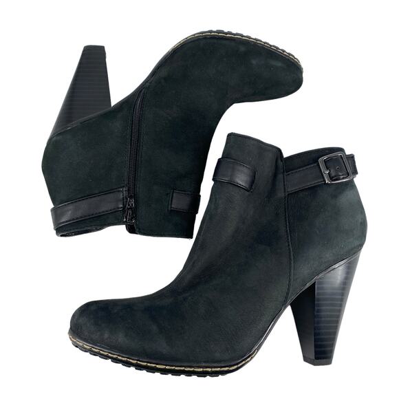 EURO Soft by SOFFT Sz 9 Serafina Black Ankle Boots Heel Side Zip Leather Comfy - Picture 9 of 16
